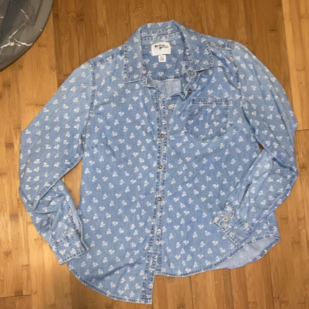 Holding Horses, Anthropologie Button Up Jean Blouse